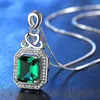 Pendanthalsband Beiver 2022 Ankomster Fashion Green Cubic Zirconia Bröllopshalsband för kvinnor Utsökta vita guldfärg Jewelrypendant Pen