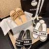 Embroidered Woven Slippers 2022 Spring and Summer New Color-blocked Alphabet Rhombus Home Style Sandals