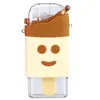 NEW Summer Cute Donut Ice Cream Water Bottle with Straw Favor Creative Square Watermelon Cup Portable Leakproof Children's Day Gift