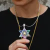 Kedjor kvinnor/män halsband zirkon judisk David av stjärnhänge vintage religiös långkedja Israel smycken klassiska Happy Hanukkahchains