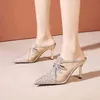 2022 Estate nuovi sandali a punta con tacchi alti moda sandali a spillo strass pantofole fresche per le donne fuori scarpe da donna a spillo G220527