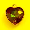 Pendentifs colliers pièces pendentifs coeur en verre breloques de la saint-valentin couleur or multicolore pour accessoires de fabrication de bijoux à bricoler soi-même 18.5x16mmPend