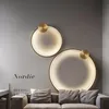 Wall Lamp Nordic Luxury Style 3 Color Switch Circle Background Decoration Copper LED Lights 220V 110V Black Gold Indoor LampWall