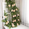 Flores decorativas coronas de 1.8m plantas de rosa de seda artificial guirnalda falso eucalipto vines colgando para boda casa fiesta de garde