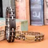 Бисерные пряди деревянный браслет для женщин настоящая полная полоса с металлической нержавеющей сталь