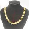 Necklace Chain Real Gold Solid Fine Stamep 14k brass Hallmarked Men's Figaro Bling Link 600mm 8mm