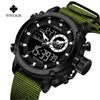 Relogio Masculino WWOOR 8882 Double Movement Men Dual Display Wrist Watch Waterproof Military Nylon Digital Quartz Sport Watch