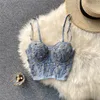 Fransk Romance Floral Broderi Bustier Korsett Topp Kvinnor Sommar Ultrathin Push Up Bra Justerbar Strap Cami Tank 220325