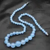 Halsketten Mode Runde Aquamarine Perlen Halskette Choker Anhänger Naturstein Halsketten Aussage Frauen Turm Kette Schmuck 18 Zoll A847Choke