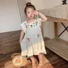 Girl039s Dresses Toddler Kids Baby Girls Clothes Summer Linen Short Sleeve Embroidery Flower Pattern Princess Dress Casual Beac2728587