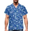 Mäns avslappnade skjortor sommar för män hawaiian paisley 3d mönster kubanska guayabera toppar skjorta stor storlek korta ärmkläder