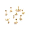 Stud 1Pc Gold And Silver Color Cz Cartilage Earring Stainless Steel Stars Flowers Screw Back Tragus Rook Lobe Piercing JewelryStud