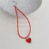 Pendant Necklaces Korean Charm Candy Color Beads Peach Heart Necklace For Women FashionVintage Colorful Y2k Jewelry Aesthetic 90s