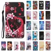 Cartoon Flip Wallet Läderfodral för iPhone 13 Pro max 12 mini 11 xr 6g 7g 8g band blomma fjäril kattskalle marmor stativ telefonlock