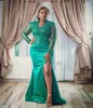 2022 Plus Size Arabic Aso Ebi Hunter Green Mermaid Prom Dresses Luxurious Pearls Evening Formal Party Second Reception Birthday Engagement Gowns Dress ZJ2660