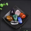 Stone Loose Beads Jewelry 8Pcs/Set Reiki Natural Tumbled Irregar Polishing Rock Quartz Yoga Energy Bead For Chakra Healing Decoration Drop D