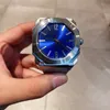 Squar Octo Roma Collection Automatikuhren mit blauem Zifferblatt, 41,5 mm, mechanische Herrenuhr mit Glack-Rückseite, Edelstahlarmband, Herrenarmbanduhren