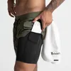 Men's Shorts Pantalones Cortos Deportivos De Dos Piezas Para Correr Doble Capa Tejido Falso Transpirable Al Aire Libre FitMen's