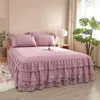 Lace Bed Skirt Luxury Princess Girl Bedspread Queen King Size Spring Fitted Sheets Bed Mattress Cover Retro Bedding with Skirt 220623