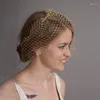 Headpieces Gold Women Blusher Birdcage Veil French Net Accessoire Cheveux Mariage with Clip Accesorios Para el Cabelloheadpieces