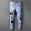 Men's Jeans Mcikkny Men Ripped Pleated Pants Fashion Badge Patchwork Denim Trousers For Male Streetwear