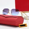 mode hommes lunettes carti sans cadre dégradé bleu plage nuances UV400 100% léopard lisse orne le bras or rose simple élégant luxe femme lunettes de soleil