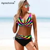 Cross Bikini Kvinnor Sexig badkläder Push Up Swimsuit High midje Bikini Set Brasiliansk baddräkt Beachwear Swimming Suit XXXL 220518