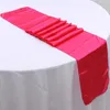 10pcs Shiny Satin Banquet Wedding Table Runners Silk Ribbon Flags for Party El Event Decoration 220615