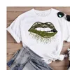 Mulheres impressam camiseta feminina FUNL FUNCIONAL LIP SWEET GRAPHIC GRAFICO TOP MANAGEM MAIS DE MODA DE VERMELHO DE VERMELHO CASSOTON CASUAL T-shirt