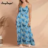 NoisyDesigns Summer Women Long Dresses Sundress Ladies Tunic Robe Vestidos Blue Camisole ärmlös lös 220627