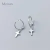 Hoop & Huggie Modian Classic Luxury Cross Silver Earrings For Women Real 925 Sterling Sparkling Unique Party Jewelry BrincosHoop