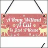 Wall Decor Cat Plaques Wooden Animal Printed Hanging Sign For Win Bdebaby Dh8Yt