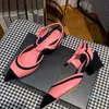 Chunky häl sandaler för kvinna lammskinn patent glider damer pekade rosa svarta skor kalvskinn designer kvinnor mulor äkta läder tofflor