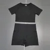 Yoga Outfit 2Pcs/Set Women High Waist Seamless Set Gym Clothes Fitness Top Short Sleeve Shirt Shorts Sports Suits Athletic WearYoga