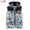 Men's Vests Winter Men Vest Hat Detachable Sleeveless Jacket Male Patchwoark Windproof Thicken Waistcoat Unloading Parka Plus Large Size Phi