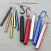 Reusable Stainless Steel Straws with Aluminum Keychain Case Cleaning Brush Collapsible Telescopic Portable Drinking