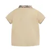 Babys kläder tshirts hel bomull lapptäcke pläd laper kort ärm t -shirt baby sommar barn spädbarn match färg halv slee7432723