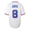 Glnmitness＃8 Davis Durham Bulls Jersey Shird Custom Baseball Jerseys任意の名前と数字ダブルステッチ