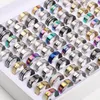 Bulk Fashion Multicolor Stainless Steel Band Rings For Women Men Mix Different Style Party Jewelry Gifts in Wholesale