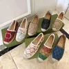 여성 자카드 espadrille 디자이너 플랫 신발 가죽 Espadrilles 로퍼 캔버스 패션 레이디 걸스 여름 화이트 송아지 가죽 캐주얼 신발