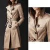 Moda da primavera de alta qualidade Women Trench Coat Long Windbreaker Moda Trend Trendência Dubrobradanteada Slim Long Trench 220812