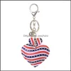 حلقات رئيسية المجوهرات NewDesigner Barty -keychain الحزب لصالح COLORF لطيف سلسلة شكل قلب الاستقلال اليوم سلاسل المفاتيح العلم الأمريكية 2900 Q2 DROP DELIV