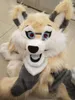 Longa pele lobo raposa fursuit mascote traje adulto anime personagem vestido halloween desfile de natal parada peludo ternos