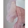 Sexy Pink Evening Dresses with Beaded Crystals Long princess Velvet Satin Party Special Occasion Gowns Pleats Ruffles Prom Dress Wears