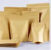 12 Größe doyPack Kraft Paper Mylar Storage Bag Stand Up Papers Aluminiumfolie Tee Keks Paket Beutel 3027 T2