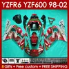 FAIRINGS KIT FÖR YAMAHA YZF 600 CC YZF-600 YZF R6 R 6 98-02 BODY 145NO.131 YZF600 600CC COWLING YZF-R6 1998 1999 2000 2001 2002 YZFR6 98 99 00 01 02 OEM BOODWORWS Red Glossy Blk