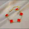 Bracelets de charme nouveau filet rouge trèfle à quatre feuilles Bracelet femme Fritillaria multiflora van clef bonne chance bracelet en acier titane4040453