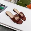 Nieuwe mode dames slippers ontwerper platte sandalen leer casual strand flip-flops box 35-43
