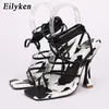 Eilyken Summer Women Sandals Fashion Cross-Tie cienki wysokie obcasy Seksowne wąskie zespoły koronkowe pompki imprezowe buty Kobieta Rozmiar 35-42 220516