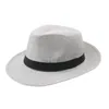 Men's Middle Brimmed Straw Hats Breathable Wide Brim Summer Jazz Hat Gentlemen's Fedora Cap Classic Sun Shading Hat